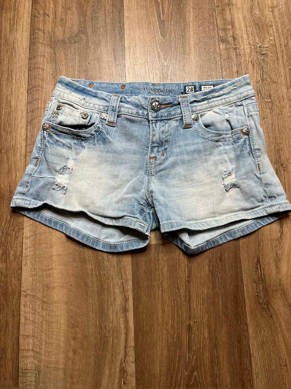 Womens Miss Me Jean Easy Shorts size 28 Mid-Rise